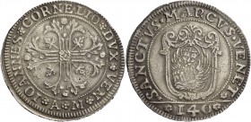 Giovanni II Corner doge CXI, 1709-1722. Scudo della croce, AR 31,55 g. IOANNES CORNELIO DVX VEN Croce ornata e fogliata, accantonata da quattro foglie...