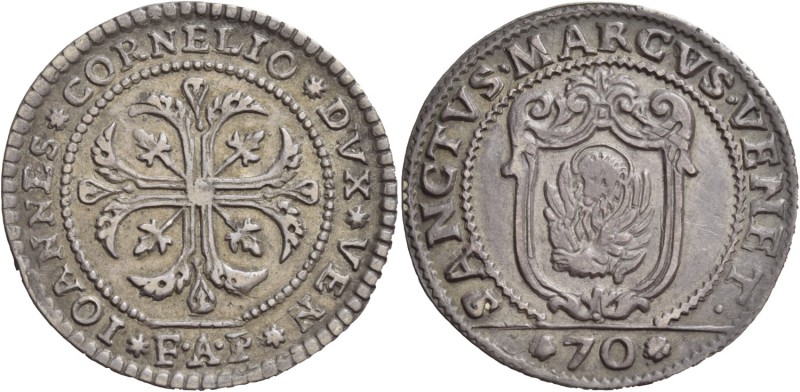 Giovanni II Corner doge CXI, 1709-1722. Mezzo scudo della croce, AR 15,57 g. IOA...