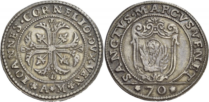 Giovanni II Corner doge CXI, 1709-1722. Mezzo scudo della croce, AR 15,46 g. IOA...