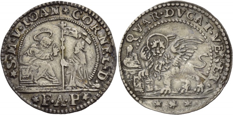 Giovanni II Corner doge CXI, 1709-1722. Quarto di ducato, AR 5,33 g. S M V IOAN ...