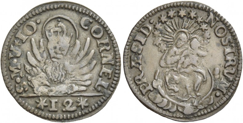 Giovanni II Corner doge CXI, 1709-1722. Soldo da 12 bagattini (progetto), AE 1,5...