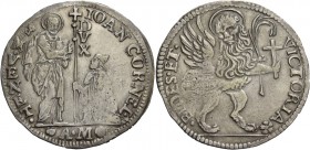 Giovanni II Corner doge CXI, 1709-1722. Leone per il Levante, AR 26,90 g. IOAN CORNEL – S M VENET S. Marco, stante a s., tiene il libro con la s. ment...