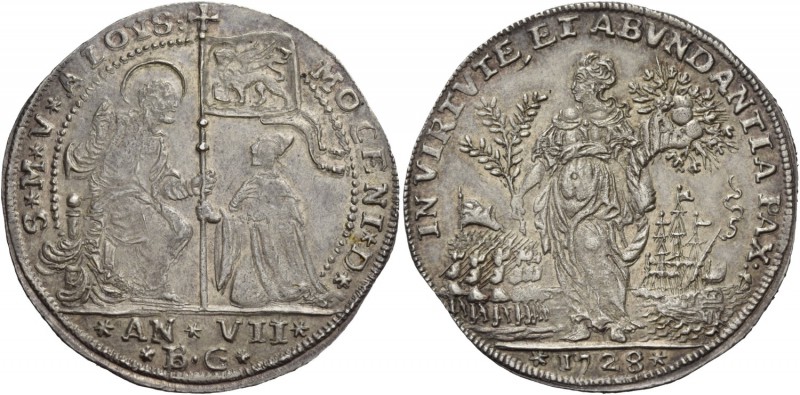 Alvise III Mocenigo doge CXII, 1722-1732. Osella anno VII/1728, AR 9,84 g. S M V...
