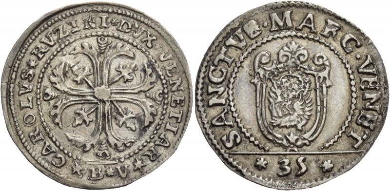 Carlo Ruzzini doge CXIII, 1732-1735. Quarto di scudo della croce, AR 7,45 g. CAR...