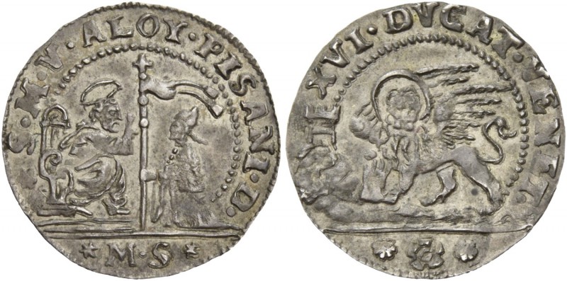 Alvise Pisani doge CXIV, 1735-1741. Sedicesimo di ducato (prova), AR 1,42 g. S M...