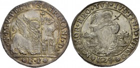 Pietro Grimani doge CXV, 1741-1752. Ducatone da 124 soldi, AR 27,40 g. S M V PETRVS GRIMANI D Il Leone alato, a s., volto di fronte e con la zampa ant...
