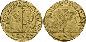 Francesco Loredan doge CXVI, 1752-1762. Quarto di ducato da 2 zecchini, AV 6,93 g. S M V FRANC LAVREDANO S. Marco nimbato, seduto a s. e benedicente, ...