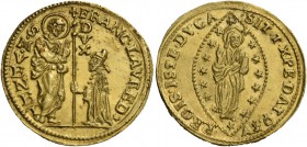Francesco Loredan doge CXVI, 1752-1762. Doppio zecchino o zecchino di doppio peso, AV 6,97 g. FRANC LAVRED – S M VENET S. Marco nimbato, stante a s., ...