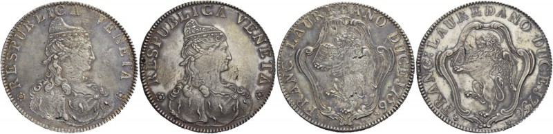 Francesco Loredan doge CXVI, 1752-1762. Lotto di due monete. Tallero per il Leva...