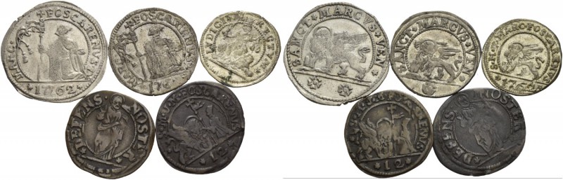 Marco Foscarini doge CXVII, 1762-1763. Lotto di cinque monete. Da 15 soldi 1762....