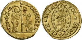 Alvise IV Mocenigo doge CXVIII, 1763-1778. Quarto di zecchino, AV 0,85 g. ALO MOCEN – S M VEN S. Marco nimbato, stante a s., porge il vessillo al doge...