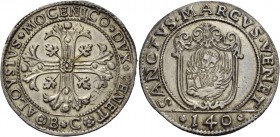 Alvise IV Mocenigo doge CXVIII, 1763-1778. Scudo della croce, AR 31,21 g. ALOYSIVS MOCENICO DVX VENET Croce ornata e fogliata, accantonata da quattro ...