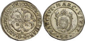 Alvise IV Mocenigo doge CXVIII, 1763-1778. Quarto di scudo della croce, AR 7,41 g. ALOYSIVS MOCENICO DVX VENETIAR Croce ornata e fogliata, accantonata...