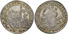 Alvise IV Mocenigo doge CXVIII, 1763-1778. Ducatone da 124 soldi, AR 27,87 g. S M V ALOY MOCENICO DVX Il Leone alato, a s., volto di fronte e con la z...