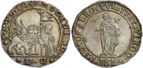 Alvise IV Mocenigo doge CXVIII, 1763-1778. Ottavo di ducatone da 15 soldi e mezzo, AR 2,88 g. S M V ALOY MOCENI D Il Leone alato, a s., volto di front...