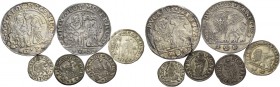 Alvise IV Mocenigo doge CXVIII, 1763-1778. Lotto di sei monete. Ducato (2). CNI 84, 109. Paolucci 27. Da 15 soldi 1763. CNI 144. Paolucci 30. Trairo d...