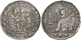 Ludovico Manin doge CXX, 1789-1797. Ducato di triplo peso, AR 67,74 g. S M V LVDOVI MANIN D S. Marco nimbato, seduto a s. e benedicente, consegna il v...