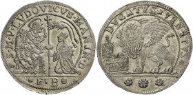 Ludovico Manin doge CXX, 1789-1797. Ducato, AR 22,65 g. S M V LVDOVICVS MANIN D S. Marco nimbato, seduto a s. e benedicente, consegna il vessillo al d...