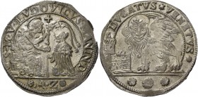 Ludovico Manin doge CXX, 1789-1797. Ducato, AR 22,65 g. S M V LVDOVICVS MANIN D S. Marco nimbato, seduto a s. e benedicente, consegna il vessillo al d...