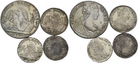 Ludovico Manin doge CXX, 1789-1797. Lotto di quattro monete. Monetazione per il Levante. Tallero 1796. CNI 128. Paolucci 35. Quarto di tallero 1790. C...