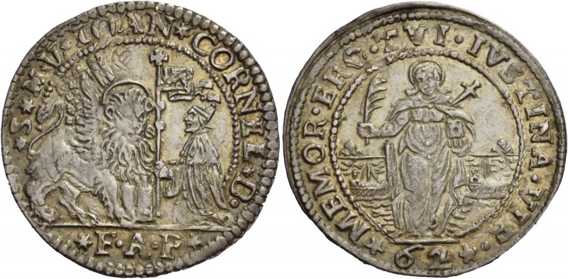 Giovanni II Corner doge CXI, 1709-1722. Mezzo ducatone da 62 soldi,  AR 13,76 g....