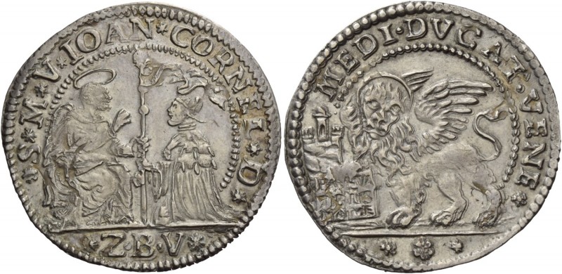 Giovanni II Corner doge CXI, 1709-1722. Mezzo ducato,  AR 11,02 g.  S M V IOAN C...