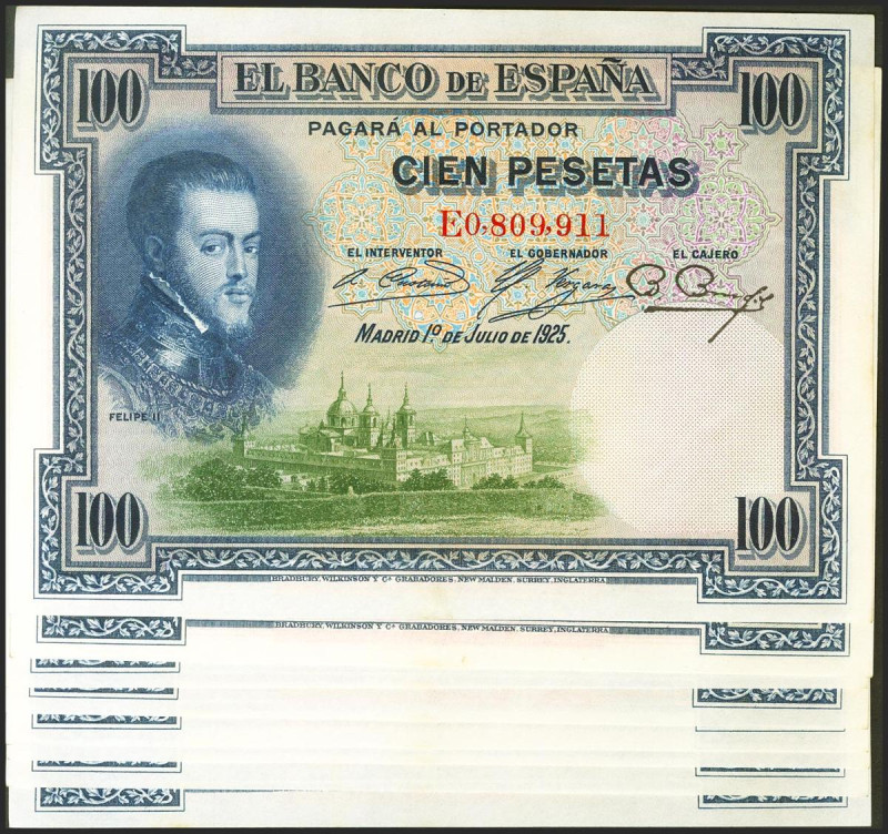 Conjunto de 10 billetes correlativos de 100 Pesetas emitidos el 1 de Julio de 19...