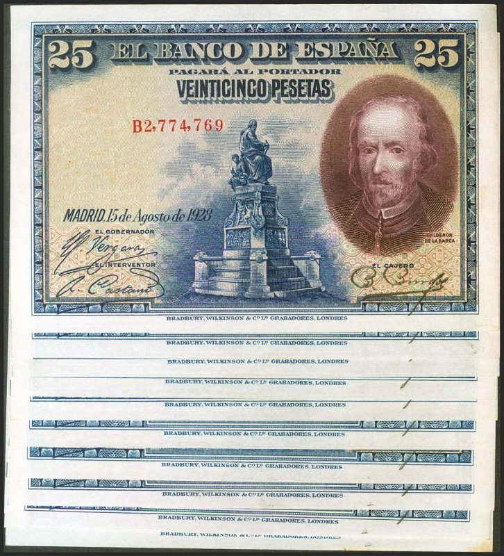 Precioso conjunto de 10 billetes correlativos de 25 Pesetas emitidos el 15 de Ag...
