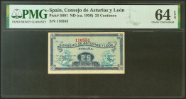 25 Céntimos. 1937. Asturias y León. Sin serie. (Edifil 2021: 394, Pick: S601). Apresto original. SC. Encapsulado PMG64EPQ.