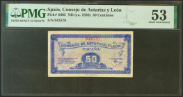 50 Céntimos. 1937. Asturias y León. Sin serie. (Edifil 2021: 396, Pick:S603). EBC+. Encapsulado PMG53.