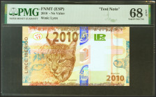 Prueba de billete de la FNMT, emitido en el 2010. No catalogado. SC. Encapsulado PMG68EPQ.