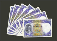 Conjunto de 7 billetes de 100 Pesetas emitidos el 25 de Abril de 1931, sin serie. (Edifil 2021: 360). EBC/EBC-. A EXAMINAR.