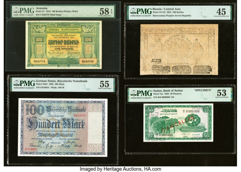 Armenia, German States, Russia & Sudan Group Lot of 4 Examples PMG Choice About ...