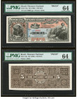 Brazil Thesouro Nacional 5 Mil Reis ND (1890) Pick 18p Front and Back Proofs PMG Choice Uncirculated 64 (2). Four POCs are present on the Front Proof....