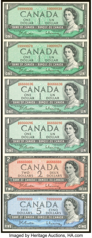 Canada Bank of Canada Group Lot of 6 Examples Crisp Uncirculated. Edge tear and ...