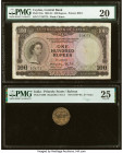 Ceylon Central Bank of Ceylon 100 Rupees 3.6.1952 Pick 53a PMG Very Fine 20; India Princely States 1/4 Anna ND (1939-46) Pick S206 Jhunjhunwalla-Razac...