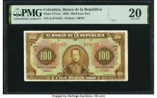 Colombia Banco de la Republica 100 Pesos Oro 20.7.1928 Pick 375Aa PMG Very Fine 20. Insect damage is noted on this example. 

HID09801242017

© 2022 H...