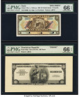 Dominican Republic Banco Central de la Republica Dominicana 100 Pesos ND (1947-50) Pick 65fp Front Proof PMG Gem Uncirculated 66 EPQ; Haiti Banque Nat...