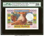 French Somaliland Tresor Public, Cote Francaise des Somalis, Djibouti 1000 Francs ND (1952) Pick 28s Specimen PMG Choice About Unc 58 EPQ. A Specimen ...