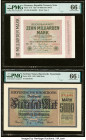 Germany Imperial Bank Note 10 Milliarden Mark 1.10.1923 Pick 117b PMG Gem Uncirculated 66 EPQ; German States Bavarian Note Issuing Bank 5000 Mark 1.12...
