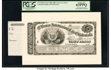 Guatemala Banco Internacional De Guatemala 5 Pesos 1878-1926 Pick S154ap Front Proof PCGS Choice New 63PPQ. Mounted on cardstock and four POCs are pre...