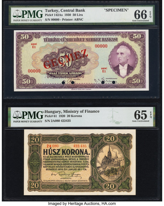 Hungary State Note of the Ministry of Finance 20 Korona 1.1.1920 Pick 61 PMG Gem...
