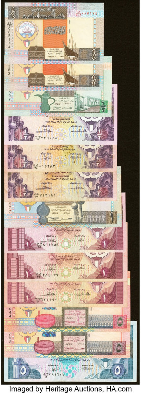 Kuwait Group Lot of 24 Examples Fine-Crisp Uncirculated. Stains are present on a...