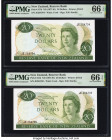 New Zealand Reserve Bank of New Zealand 20 Dollars ND (1977-81) Pick 167d Two Consecutive Examples PMG Gem Uncirculated 66 EPQ (2). 

HID09801242017

...
