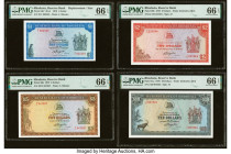 Rhodesia Reserve Bank of Rhodesia 1; 5; 2; 10 Dollars 1.11.1976; 20.10.1978; 24.5.1979; 2.1.1979 Pick 34b*; 36b; 39b; 41a Four Examples PMG Gem Uncirc...