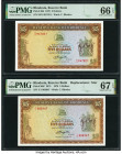 Rhodesia Reserve Bank of Rhodesia 5 Dollars 20.10.1978 Pick 36b; 36b* Two Examples PMG Gem Uncirculated 66 EPQ; Superb Gem Unc 67 EPQ. Pick 36b* is a ...