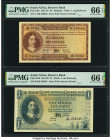 South Africa South African Reserve Bank 10 Shillings; 1 Pound 6.11.1958; 18.11.1958 Pick 90c; 92d Two Examples PMG Gem Uncirculated 66 EPQ (2). 

HID0...