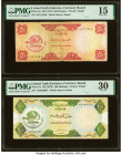 United Arab Emirates Currency Board 50; 100 Dirhams ND (1973) Pick 4a; 5a PMG Choice Fine 15; Very Fine 30. Staple holes mentioned for Pick 5a. 

HID0...