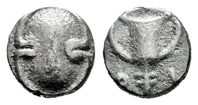 Boeotia. Obol. 395-340 a.C. (BCD Boeotia-46). (Hgc-4, 1169). Anv.: Boeotian shie...