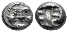 Mysia. Parion. Drachm. 550-520 a.C. (Sng Cop-256). (Rosen-525). (Asyut-612). Anv.: Facing head of gorgoneion with open mouth and protruding tongue. Re...